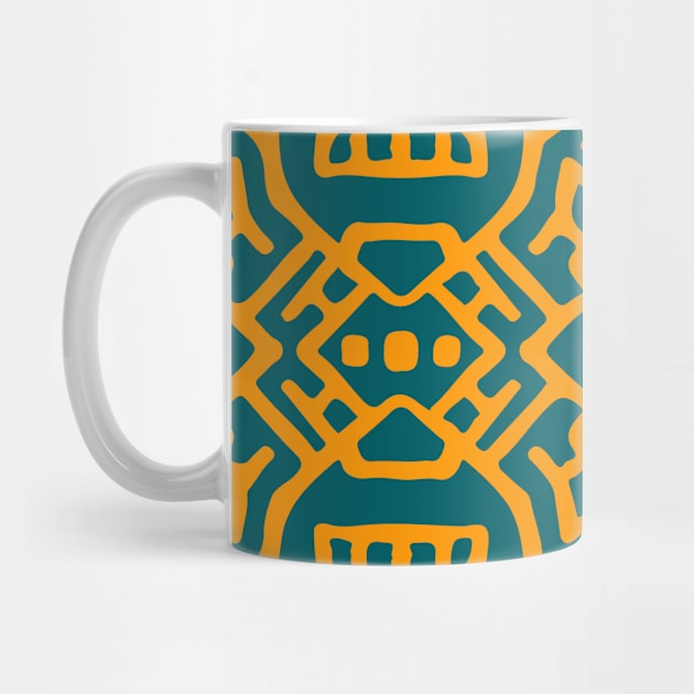 Orange Aztec Pattern Indian Mexican Tribal by jodotodesign